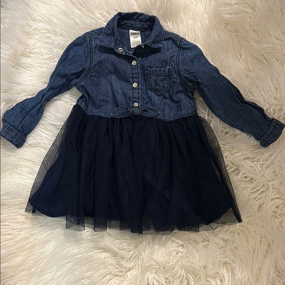 OshKosh B'gosh Denim and Navy Tulle Dress